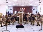 The image taken from the video shared by Mumbai Police on YouTube shows their band Khaki Studio.(YouTube/@Mumbai Police)
