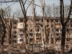 Trees and apartments are damaged by the impact of a missile explosion in Kramatorsk, eastern Ukraine. (AFP) Trees and apartments are damaged by the impact of a missile explosion in Kramatorsk, eastern Ukraine. (AFP)