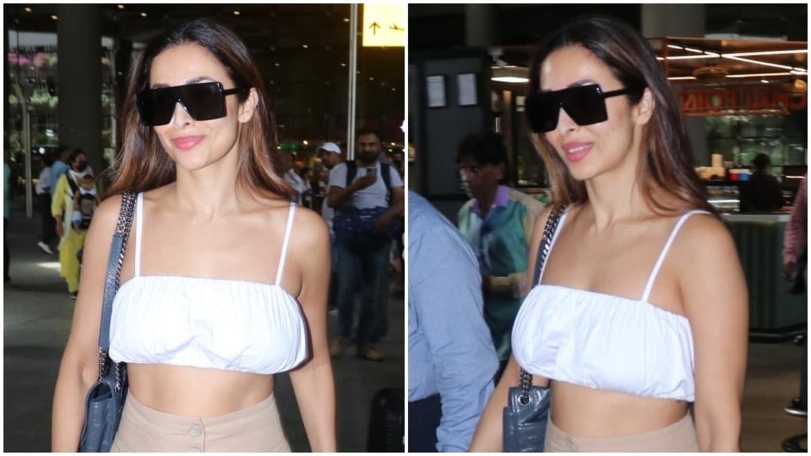 Malaika Arora’s statement white crop top and beige flared pants deserve all your attention this summer: All pics