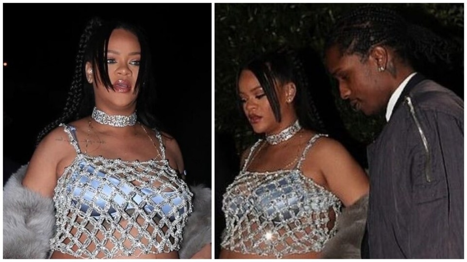 Riana Xxx - Rihanna in see-through crystal top, mini skirt flaunts baby bump with A$AP  Rocky | Fashion Trends - Hindustan Times
