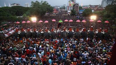 The festival is held annually at Vadakkunnathan (Lord Shiva) temple situated at the heart of Thrissur, which is also known as the cultural capital of the state. (HT Photo) The festival is held annually at Vadakkunnathan (Lord Shiva) temple situated at the heart of Thrissur, which is also known as the cultural capital of the state. (HT Photo)