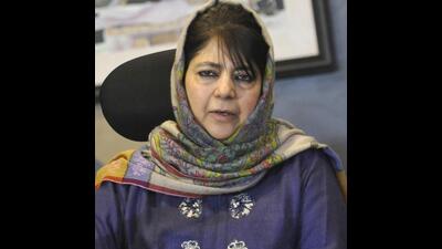 Mehbooba Mufti blamed J&K lieutenant-governor Manoj Sinha for holding prayers in violation of norms at Martand Sun Temple in South Kashmir’s Mattan. (HT FILE)