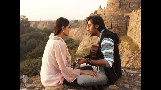 Nargis Fakri and Ranbir Kapoor in Rockstar (2011).