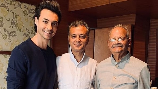 Aayush Sharma with father Anil Sharma and grandfather Pandit Sukh Ram (right).