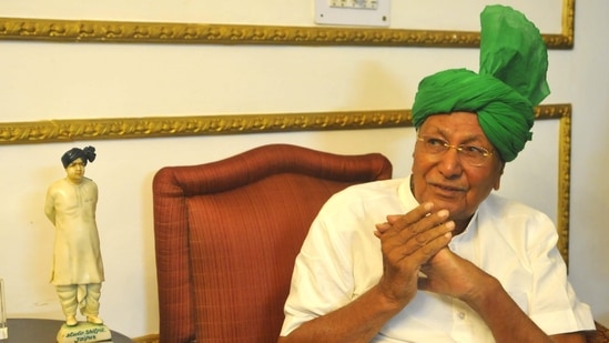 Former Haryana chief minister OP Chautala (Keshav Singh/HT)