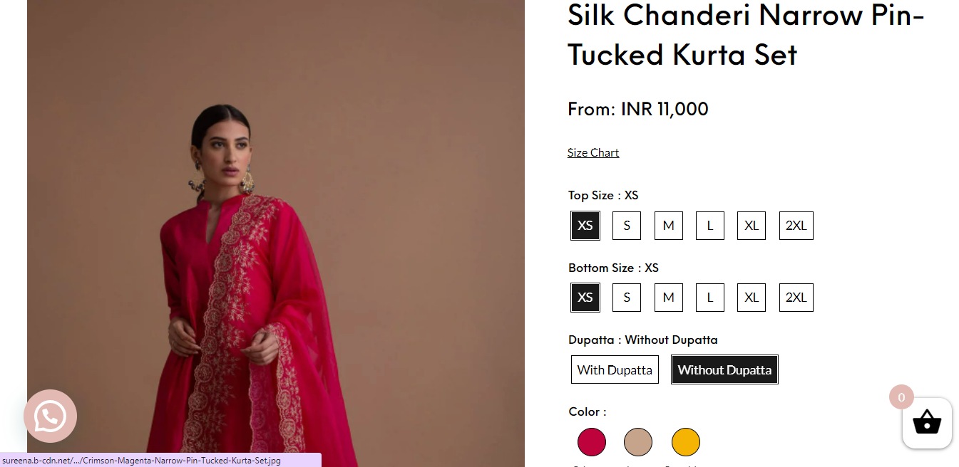 The price of kurta set Anushka Sharma wore to attend a wedding.&nbsp; (sureenachowdhri.in)