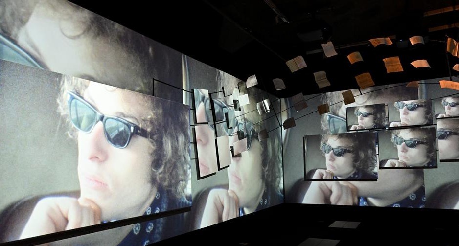 The center includes elaborate multimedia installations dedicated to the songs 'Tangled Up in Blue' and 'Jokerman' (Bob Dylan Center, Tulsa, Oklahoma)