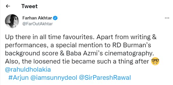 Farhan Akhtar's tweet about the film Arjun.