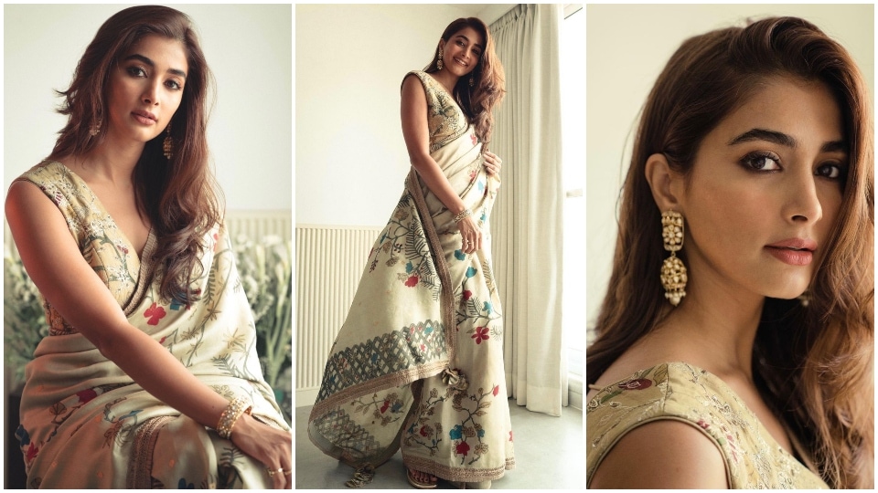 Pooja Hegde in a silk Kalamkari saree. (Instagram) Pooja Hegde in a silk Kalamkari saree. (Instagram)