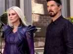 Charlize Theron with Benedict Cumberbatch in a still from Doctor Strange in the Multiverse of Madness. Charlize Theron with Benedict Cumberbatch in a still from Doctor Strange in the Multiverse of Madness.
