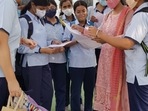CISCE ISC history semester 2 exam 2022: CMS Aliganj students discussing history paper after ISC exam on Wednesday, May 12 in Lucknow. (Handout image) CISCE ISC history semester 2 exam 2022: CMS Aliganj students discussing history paper after ISC exam on Wednesday, May 12 in Lucknow. (Handout image)