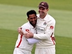 Hasan Ali with James Anderson in County Championship 2022&nbsp;
