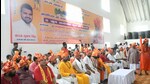 Saints participating in a meeting convened by BJP MP Brij Bhushan Sharan Singh against Maharashtra Navnirman Sena chief Raj Thackeray’s proposed Ayodhya visit. (SOURCED IMAGE )