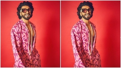 “Majja ni life,” he captioned his pictures featuring him in a pastel pink and dark pink shirt and a pair of trousers of the same pattern. (Instagram/@ranveersingh)