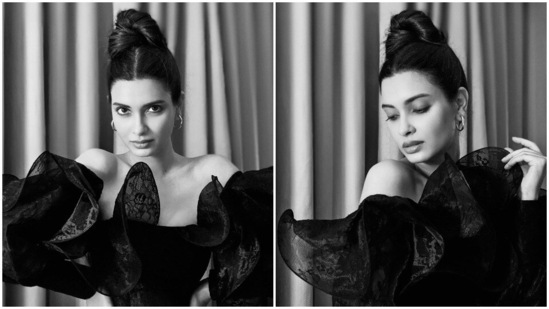 Diana Penty is not very active on social media but whenever she posts something, it doesn't take much time to make headlines. In her latest stills, the Cocktail actor can be seen channelling her inner Madonna in a black gown featuring ruffle sleeves.(Instagram/@dianapenty)