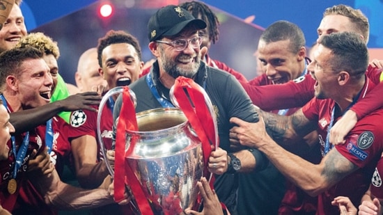 Jurgen Klopp celebrates with the Champions League Trophy in 2019(Getty Images)