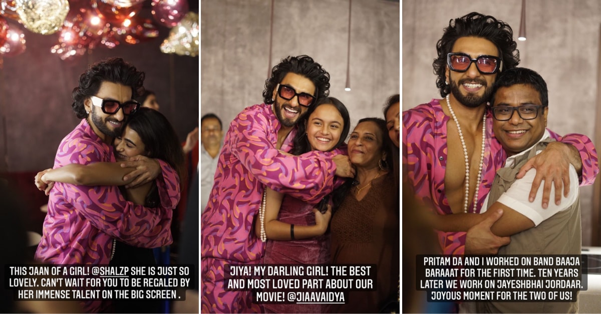 Ranveer Singh shares pics with Jayeshbhai Jordaar's cast and crew.