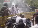 Police used water cannon to disperse the protesters.