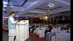 Bihar industries minister Syed Shahnawaz Hussain addresses during the Bihar Investor Meet in New Delhi on Thursday. (ANI)