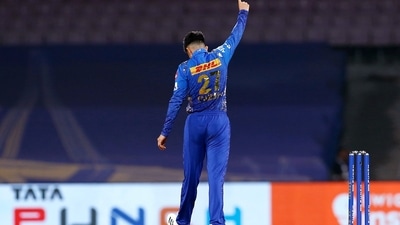 Mumbai Indians Hrithik Shokeen celebrates the dismissal of Rajasthan Royals Devdutt Padikkal during the Indian Premier League 2022 match between Rajasthan Royals and Mumbai Indians (ANI) Mumbai Indians Hrithik Shokeen celebrates the dismissal of Rajasthan Royals Devdutt Padikkal during the Indian Premier League 2022 match between Rajasthan Royals and Mumbai Indians (ANI)
