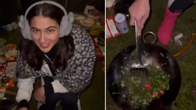 Sara Ali Khan shares a video of herself cooking. Sara Ali Khan shares a video of herself cooking.