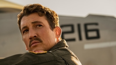 Miles Teller as Lt. Bradley "Rooster" Bradshaw in a scene from Top Gun: Maverick. (AP)