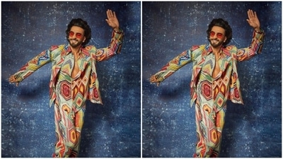 Ranveer accessorised his look for the day in tinted shades and a sleek gold neck chain. (Instagram/@ranveersingh)