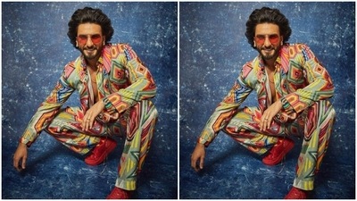 Ranveer sported a fluffy back-brushed hairdo and a trimmed bearded look. (Instagram/@ranveersingh)