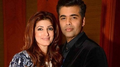 Twinkle Khanna poses with Karan Johar. Twinkle Khanna poses with Karan Johar.