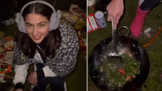 Sara Ali Khan shares a video of herself cooking.