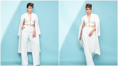 Kangana Ranaut looked like a total boss babe as she graced the show Lock Upp in all-white separates by Nikhil Thampi. (Instagram/@kanganaranaut) Kangana Ranaut looked like a total boss babe as she graced the show Lock Upp in all-white separates by Nikhil Thampi. (Instagram/@kanganaranaut)