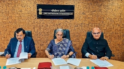 On May 5, the three-member delimitation commission finalised the UT’s new electoral map, marking the first step for elections in the region since its special status was scrapped in August 2019 (PTI) On May 5, the three-member delimitation commission finalised the UT’s new electoral map, marking the first step for elections in the region since its special status was scrapped in August 2019 (PTI)
