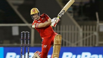 Punjab Kings Liam Livingstone plays a shot during the Indian Premier League 2022 cricket match between Royal Challengers Bangalore and Punjab Kings, at the Brabourne Stadium, in Mumbai on Friday.&nbsp; (ANI)