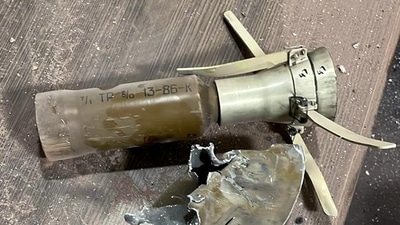 A part of a rocket-propelled grenade was found that was used to fire at the Intelligence Department building of Punjab Police, in Mohali. (ANI)