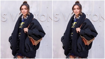 Deepika's oversized jacket features over-the-top design elements, including looped black leather tassels, puffed sleeves with gathered cuffs, and a mini length hem. In case you plan to holiday in colder regions to beat the heat, take tips from Deepika's style file. (Instagram/@deepikamagical)