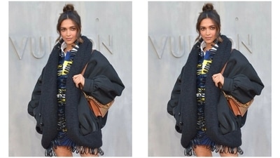 In the end, Deepika teamed her oversized mini-ensemble with tan and gold accessories. The star chose oh-so-glam knee-length heeled boots and a shoulder bag embellished with gold chains to go with her ensemble. The shoulder bag is from Louis Vuitton's Dauphine bag campaign. (Instagram/@deepikamagical)