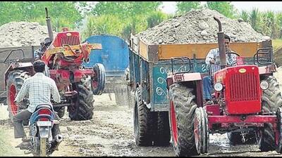 The mining department conducted a raid at Rehrwan village in Moga district in the wee hours of Friday and seized three tractor-trailers loaded with illegally-extracted sand from the bed of the Sutlej.