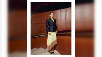 Kangana Ranaut's outfit is from the Spring Summer 2022 collection of the label MIUNIKU. (Instagram/@sukritigrover) Kangana Ranaut's outfit is from the Spring Summer 2022 collection of the label MIUNIKU. (Instagram/@sukritigrover)