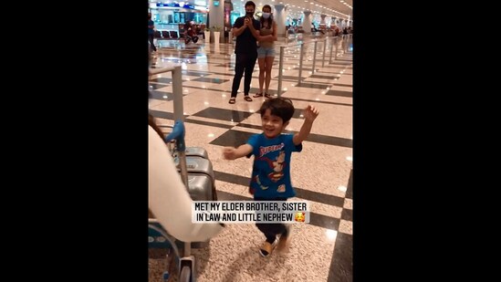 The image, taken from &nbsp;the Instagram video, shows the nephew running towards his aunt.(Instagram/@kanikamalhotramusic)