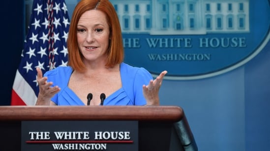 White House Press Secretary Jen Psaki gestures as she speaks during a press briefing in the Brady Briefing Room of the White House.(AFP)