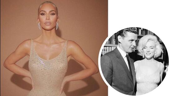 (Left) Kim Kardashian wore a vintage gown worn by Marilyn Monroe (inset); and took to social media to say she went on a no-carb, no-sugar diet for the dress to fit