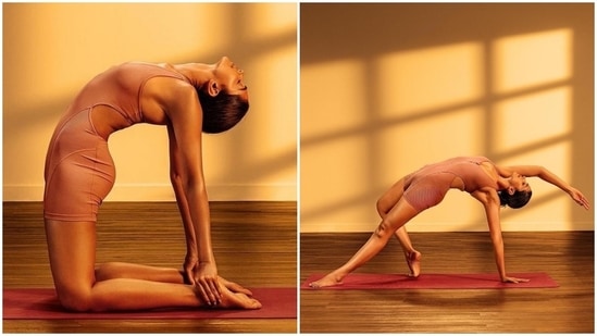 Deepika Padukone does the Ustrasana or Camel Pose and Flip The Dog Pose.&nbsp;(Instagram)
