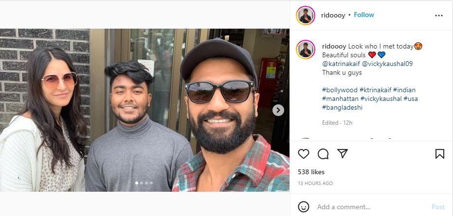 Katrina Kaif and Vicky Kaushal selfie with fan 