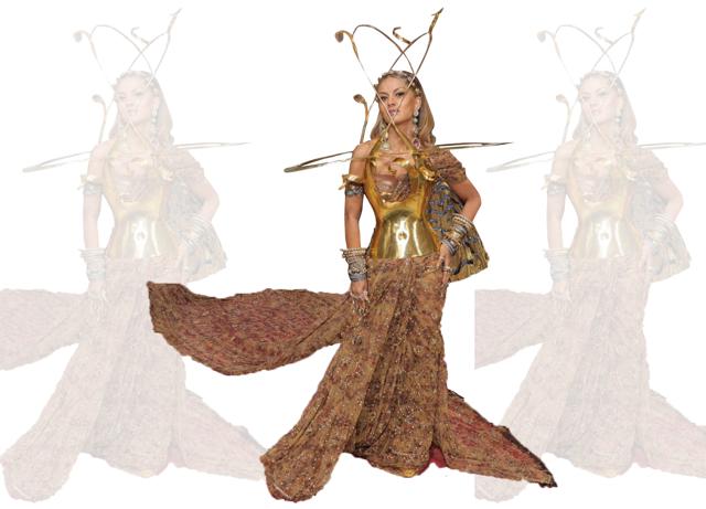 It was at the same event that Indian fashionista Natasha Poonawalla caught everyone’s attention by acing the Gilded Glamour theme by pairing a custom Sabyasachi saree and trail; with a bustier by Schiaparelli