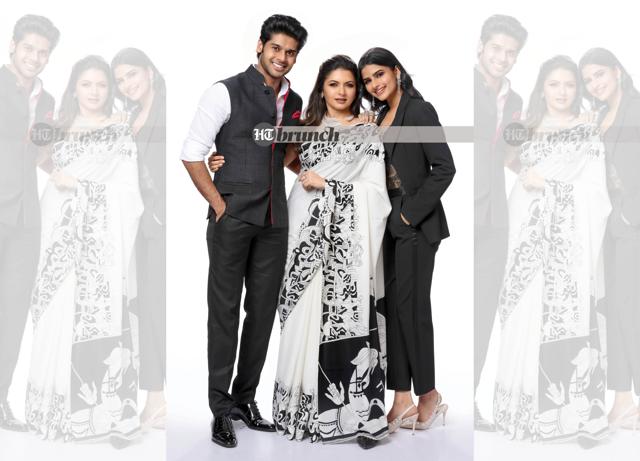 Bhagyashree says her advice to her kids is: Be respectful to everyone. Even the most inconsequential person can make the biggest difference. Each blessing counts; Stylist (for Abhimanyu): Rhea Rao; Hair: Sanjeeda Shaikh; Hair (for Avantika): Vrinda Rajput; Make-up: Karishma Bajaj; Jewellery: Amrapali & Vandals (Subi Samuel)