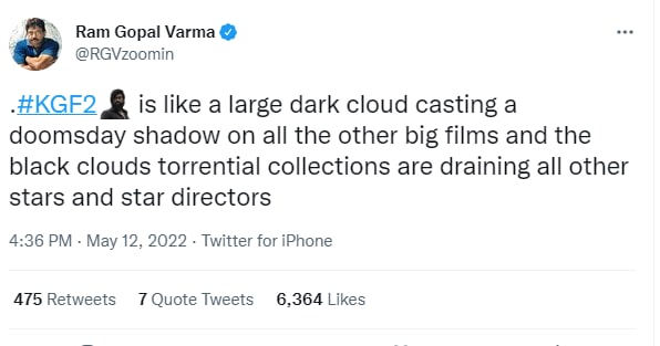 Ram Gopal Varma on KGF Chapter 2.