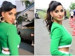 Nora Fatehi is ready to accept over the world in <span class='webrupee'>₹</span>79k crop top and thigh-slit skirt on Dance Deewane Juniors set(Instagram)