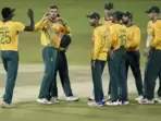 South Africa players in action.(Twitter/ICC) South Africa players in action.(Twitter/ICC)