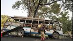 Four persons were killed and 24 others injured when the moving bus caught fire near Katra in Jammu on Friday. (PTI) Four persons were killed and 24 others injured when the moving bus caught fire near Katra in Jammu on Friday. (PTI)