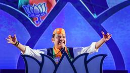 Mumbai: Leader of Opposition in Maharashtra Assembly Devendra Fadnavis speaks during a rally at Somaiya ground, in Mumbai, Sunday, May 1, 2022. (PTI Photo)(PTI05_01_2022_000282A) (PTI)